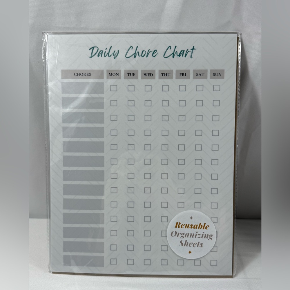 New-Custom Made Daily Chore Chart Reusable Organizer Sheet w/Wet Erase Marker